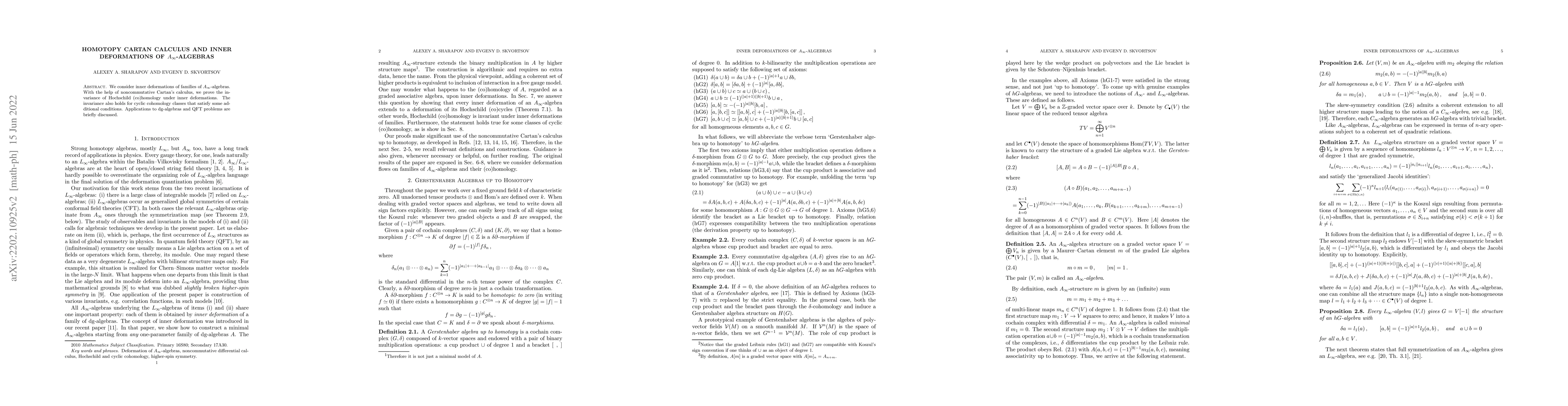 Thumbnail for Homotopy Cartan calculus and inner deformations of $A_\infty$-algebras