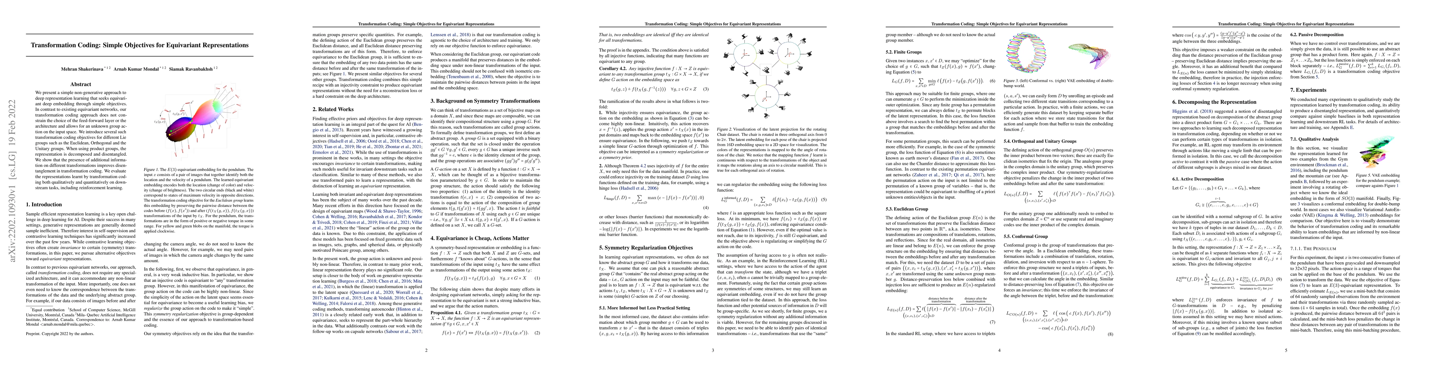 Thumbnail for Transformation Coding: Simple Objectives for Equivariant Representations