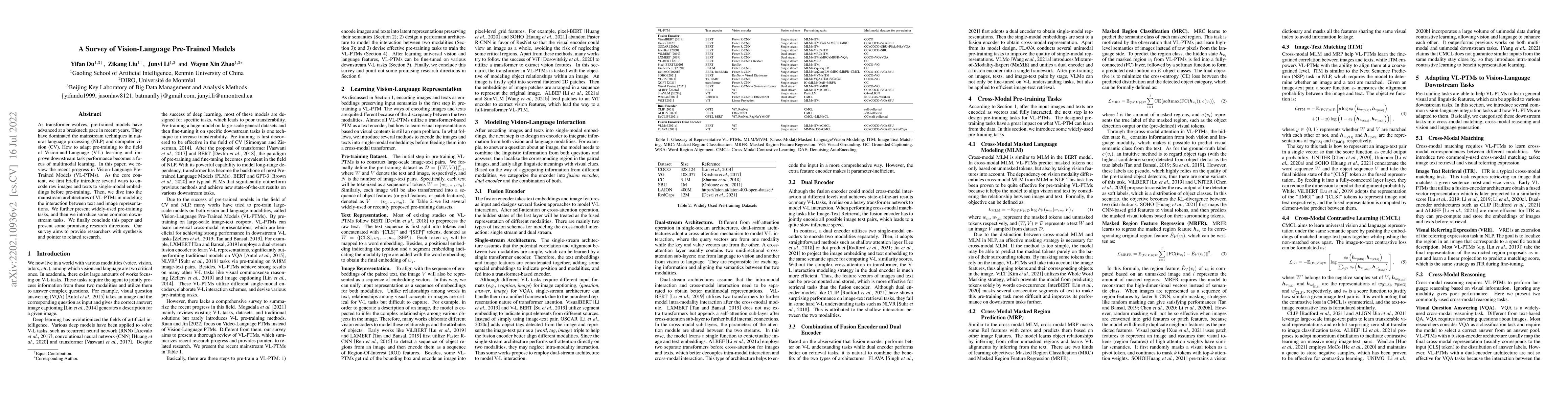 Thumbnail for A Survey of Vision-Language Pre-Trained Models