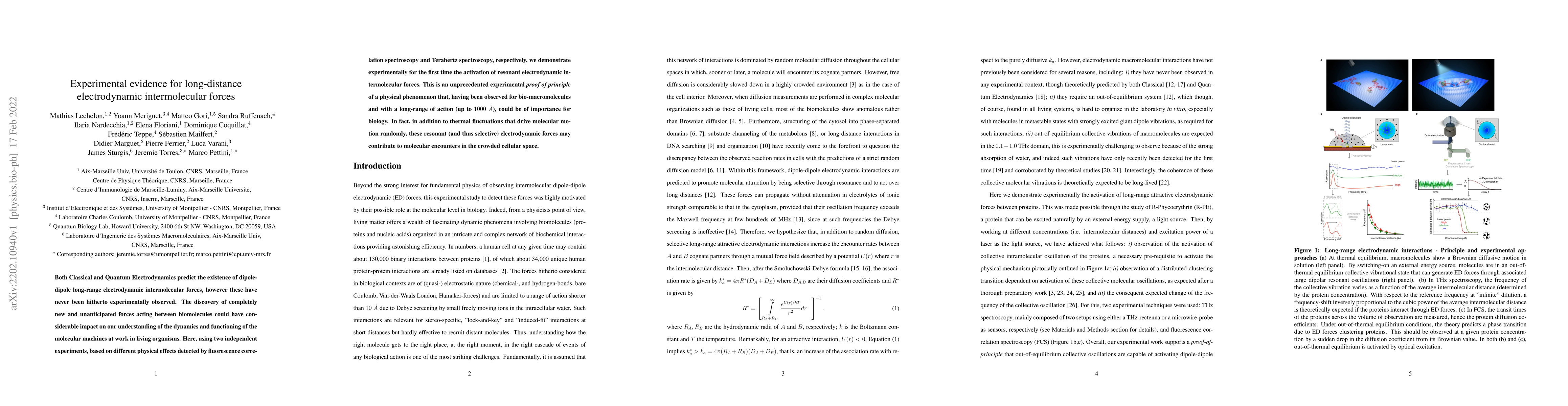 Thumbnail for Experimental evidence for long-distance electrodynamic intermolecular
  forces