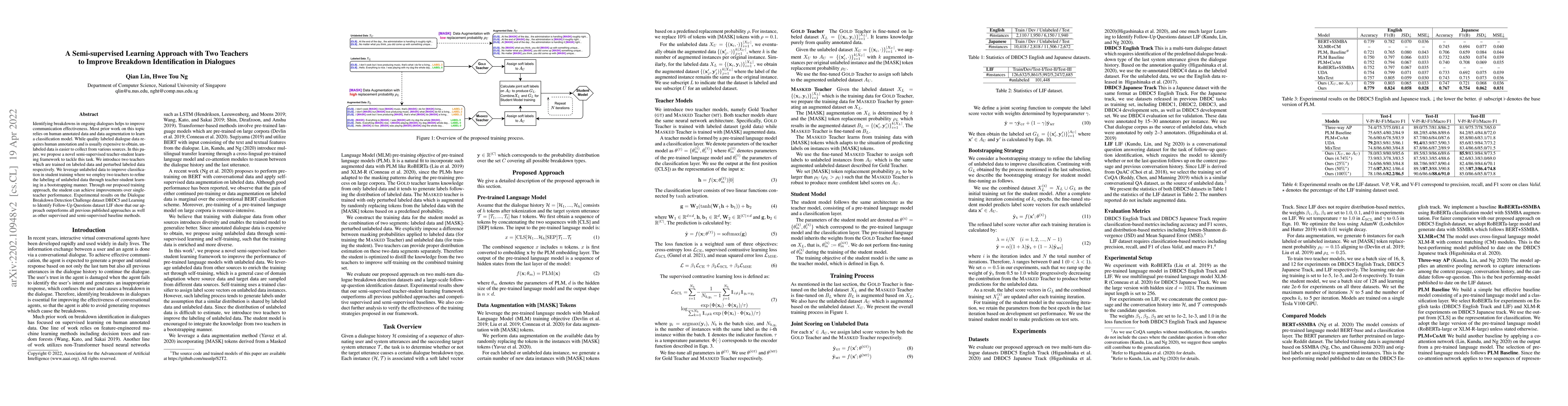 Thumbnail for A Semi-supervised Learning Approach with Two Teachers to Improve
  Breakdown Identification in Dialogues