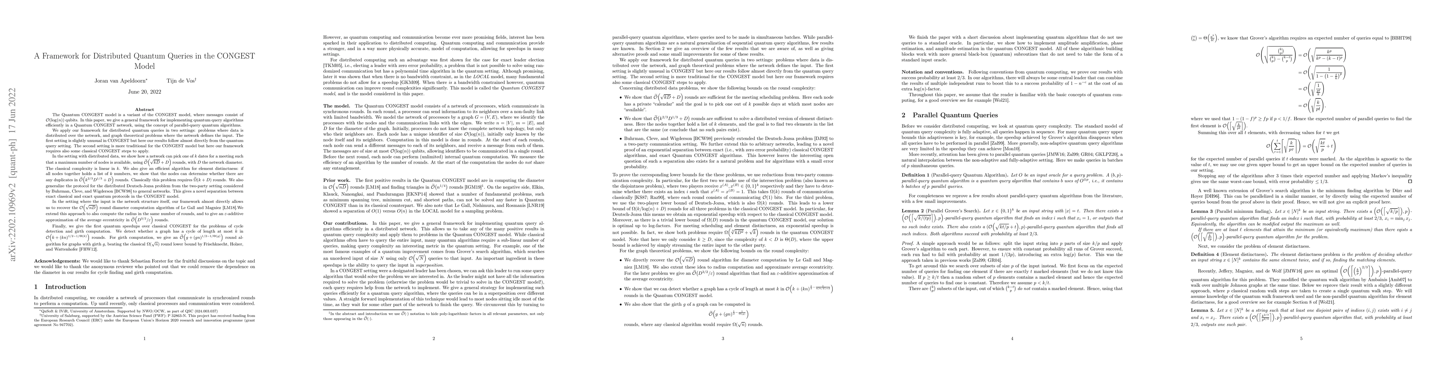 Thumbnail for A Framework for Distributed Quantum Queries in the CONGEST Model
