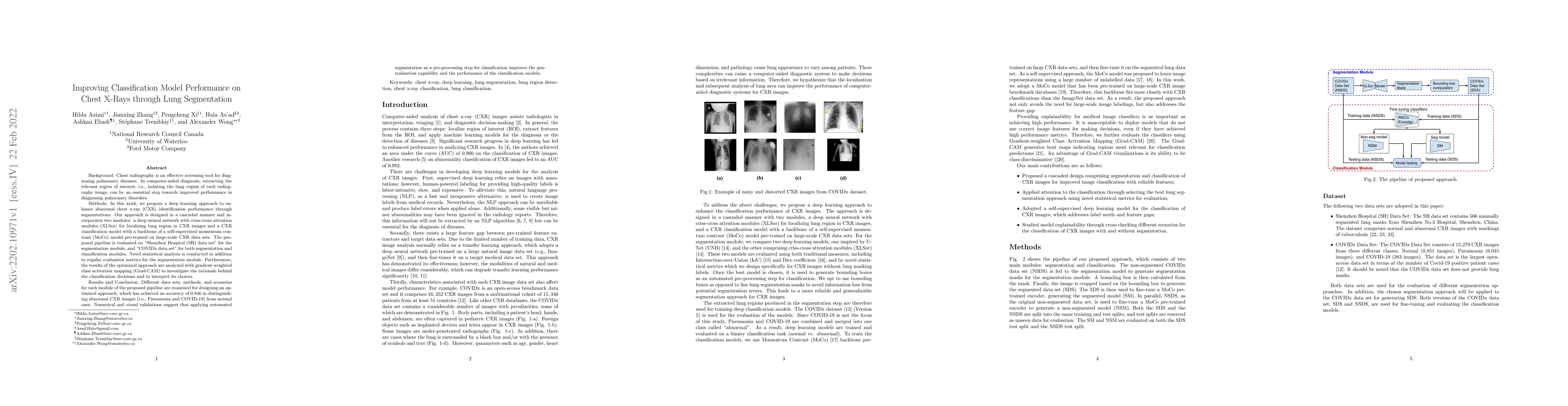 Thumbnail for Improving Classification Model Performance on Chest X-Rays through Lung
  Segmentation