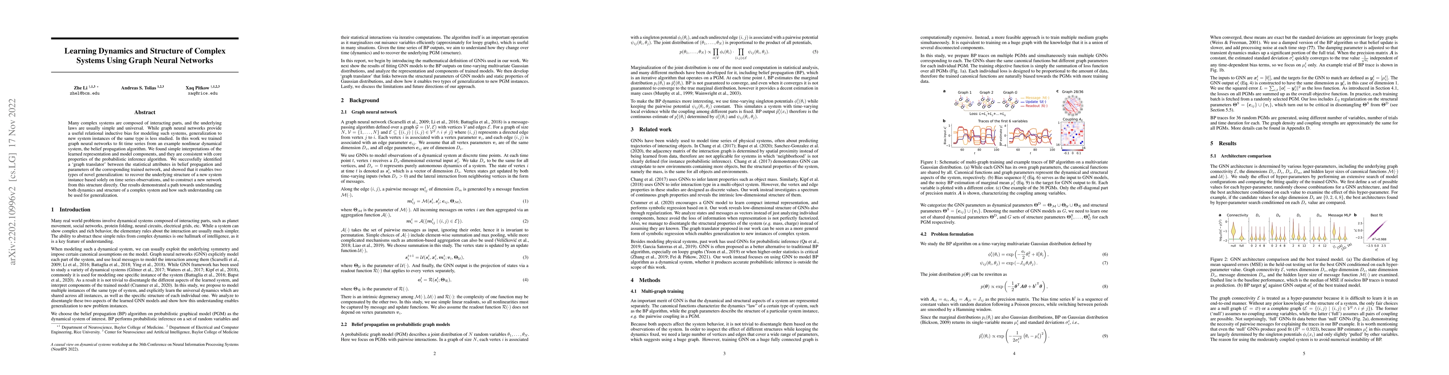 Thumbnail for Learning Dynamics and Structure of Complex Systems Using Graph Neural
  Networks