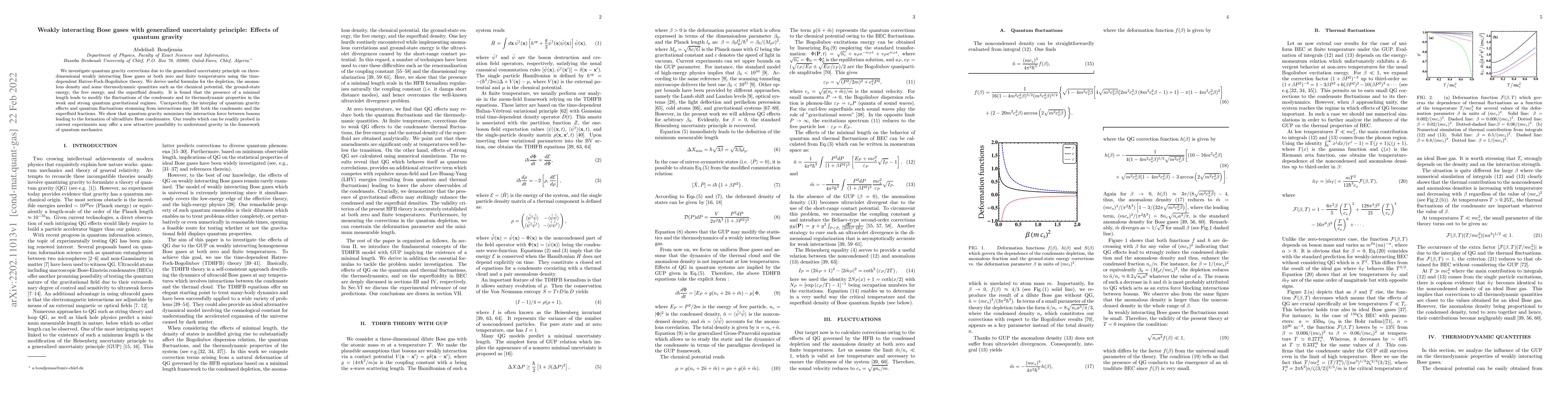 Thumbnail for Weakly interacting Bose gases with generalized uncertainty principle:
  Effects of quantum gravity