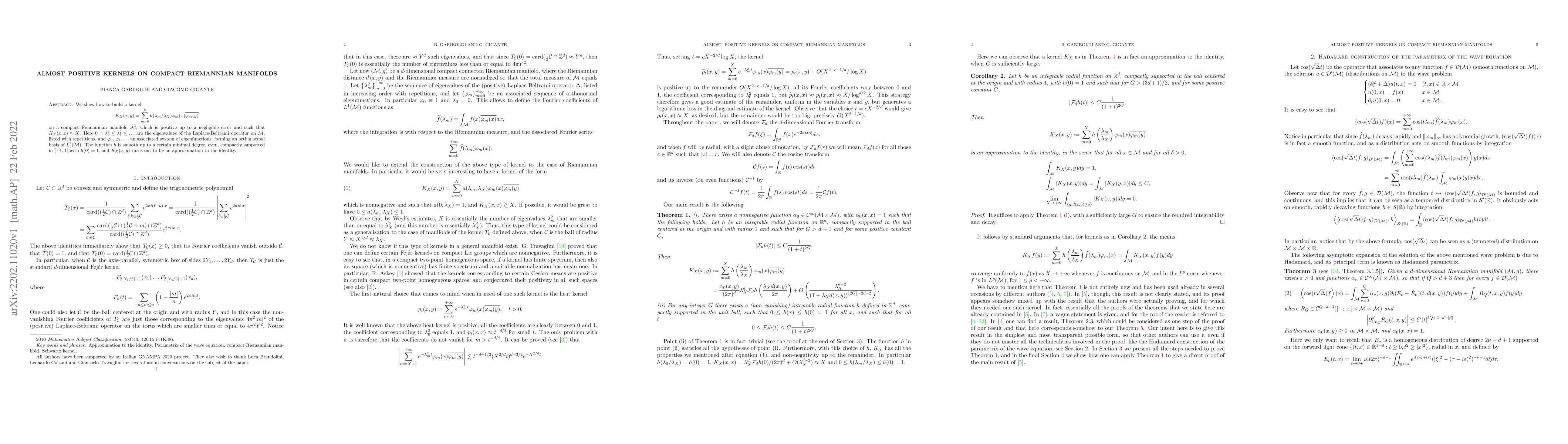 Thumbnail for Almost positive kernels on compact Riemannian manifolds