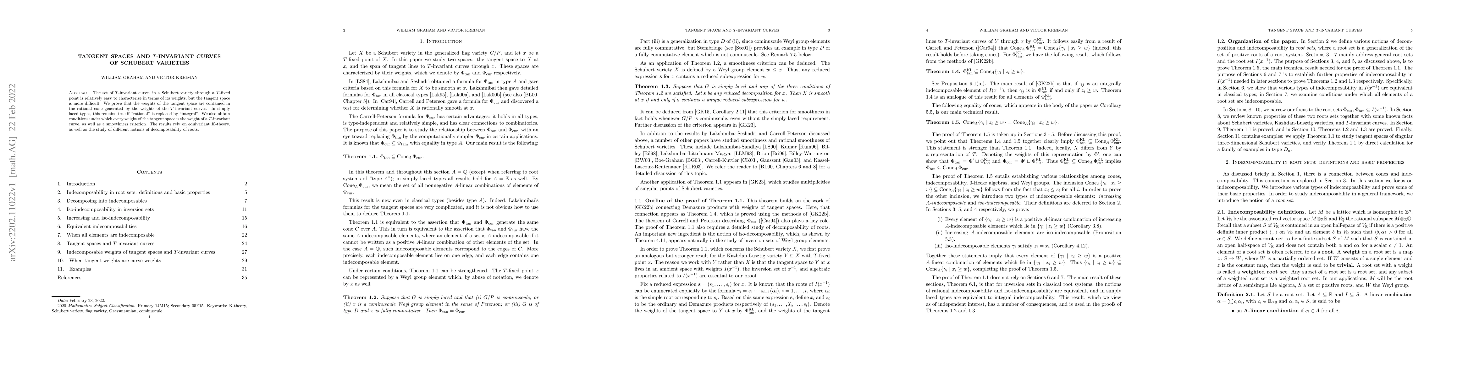 Thumbnail for Tangent spaces and T-invariant curves of Schubert varieties