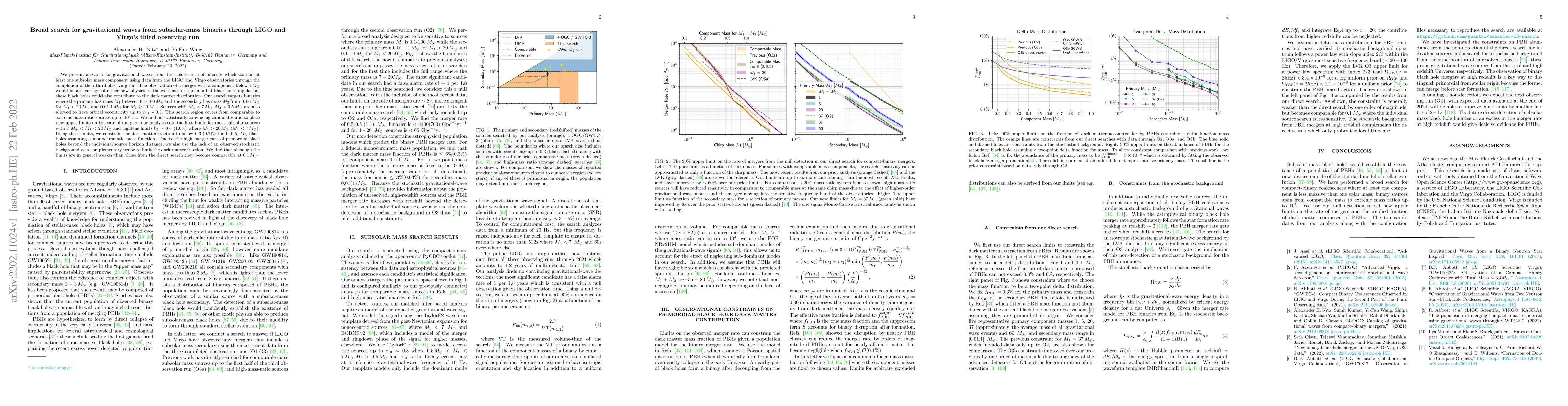 Thumbnail for Broad search for gravitational waves from subsolar-mass binaries through
  LIGO and Virgo's third observing run