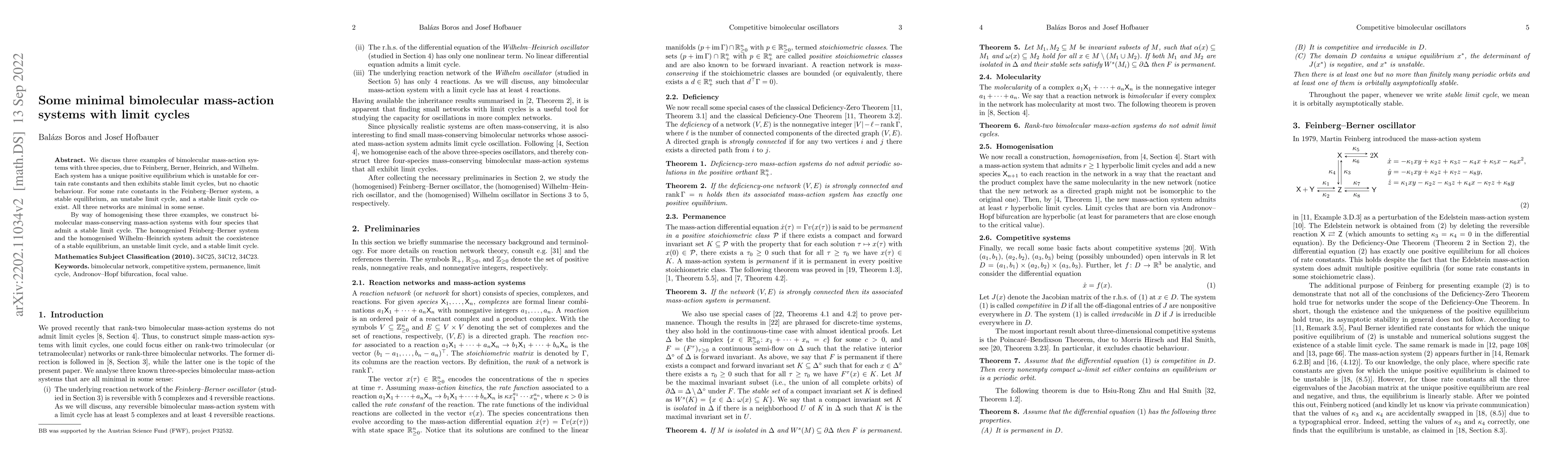 Thumbnail for Some minimal bimolecular mass-action systems with limit cycles