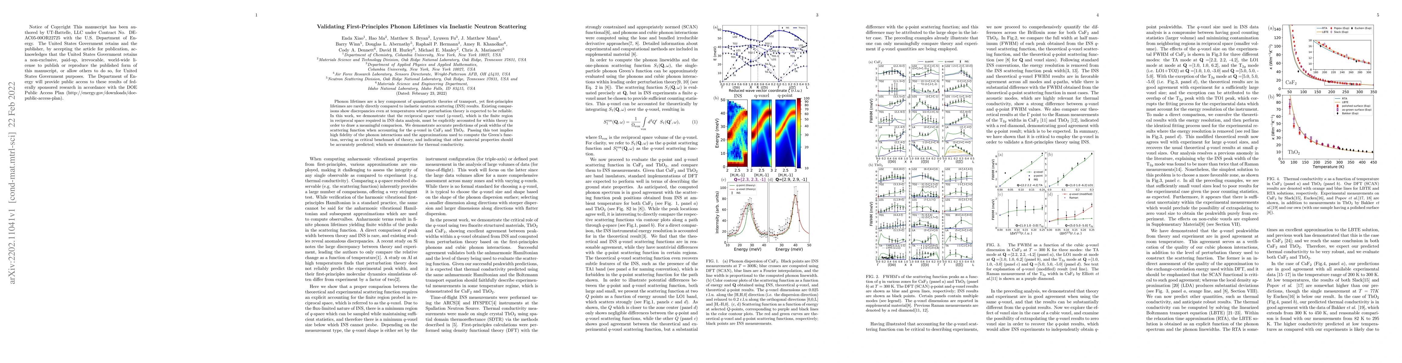 Thumbnail for Validating First-Principles Phonon Lifetimes via Inelastic Neutron
  Scattering