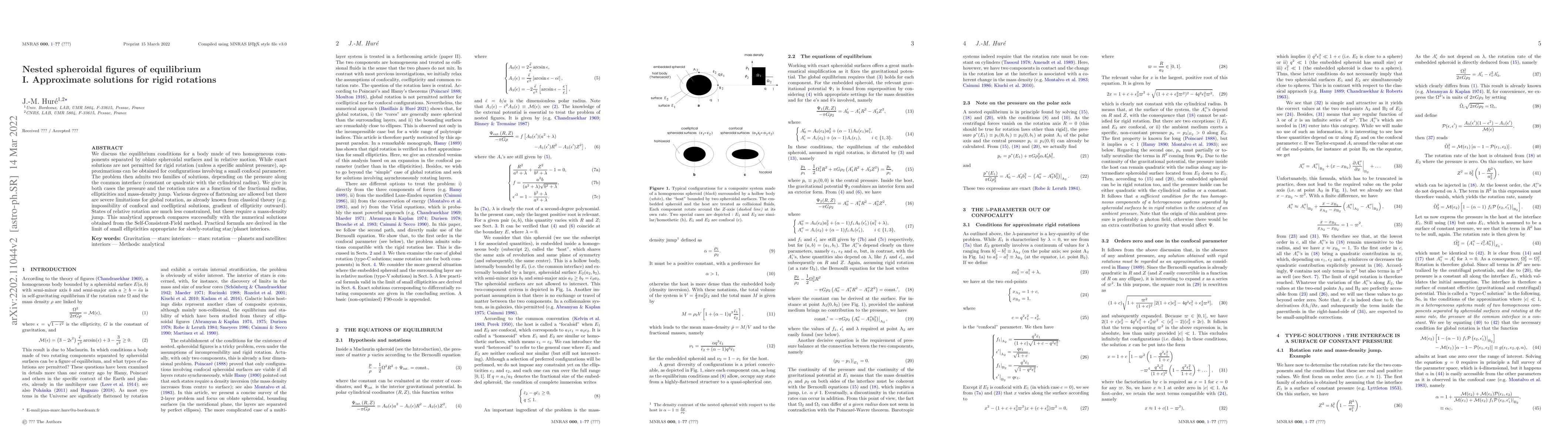 Thumbnail for Nested spheroidal figures of equilibrium I. Approximate solutions for
  rigid rotations