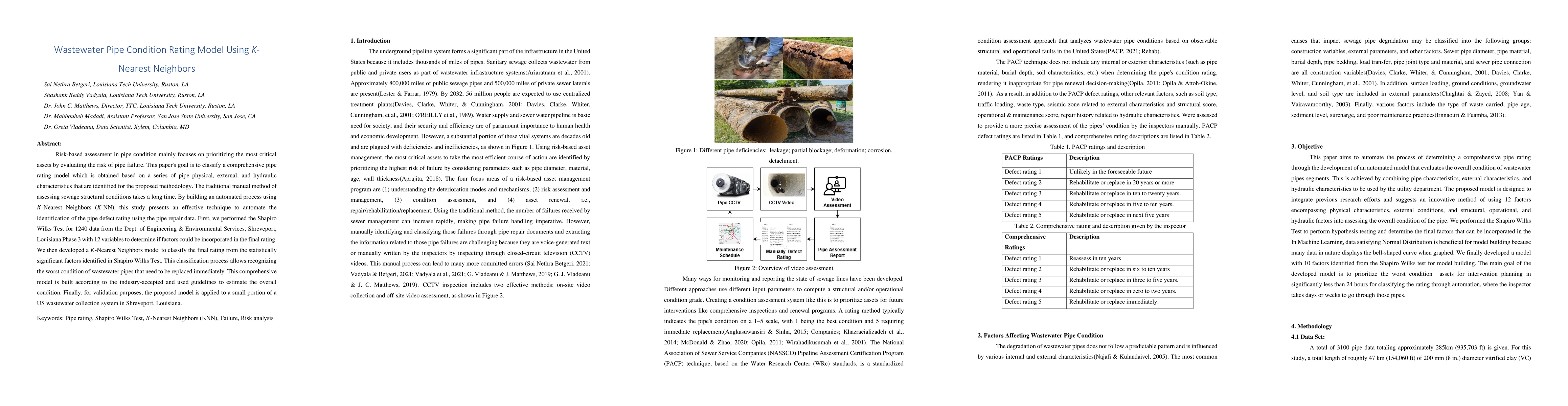Thumbnail for Wastewater Pipe Condition Rating Model Using K- Nearest Neighbors