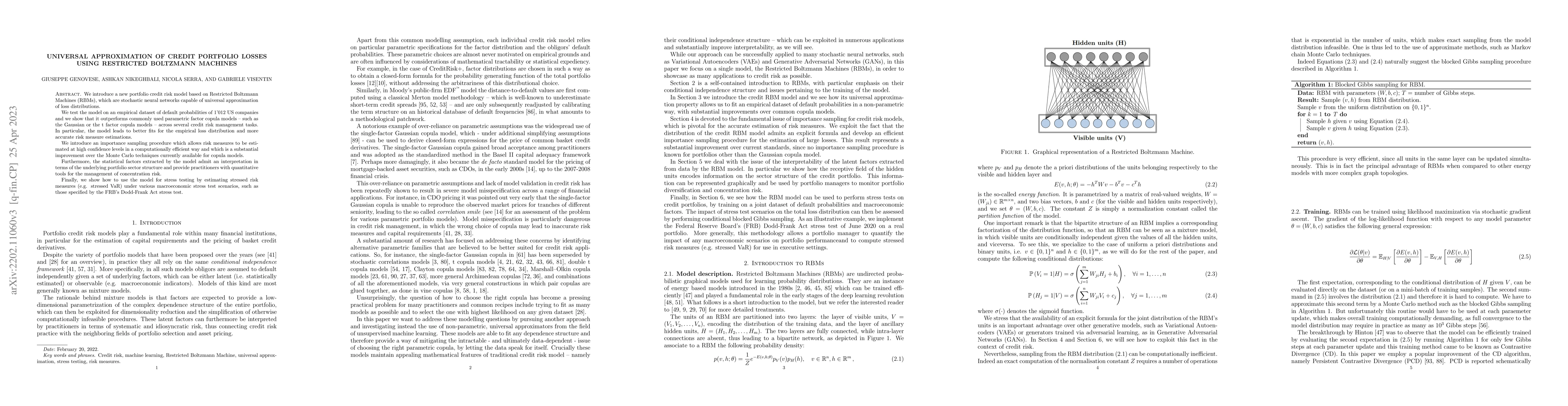 Thumbnail for Universal approximation of credit portfolio losses using Restricted
  Boltzmann Machines