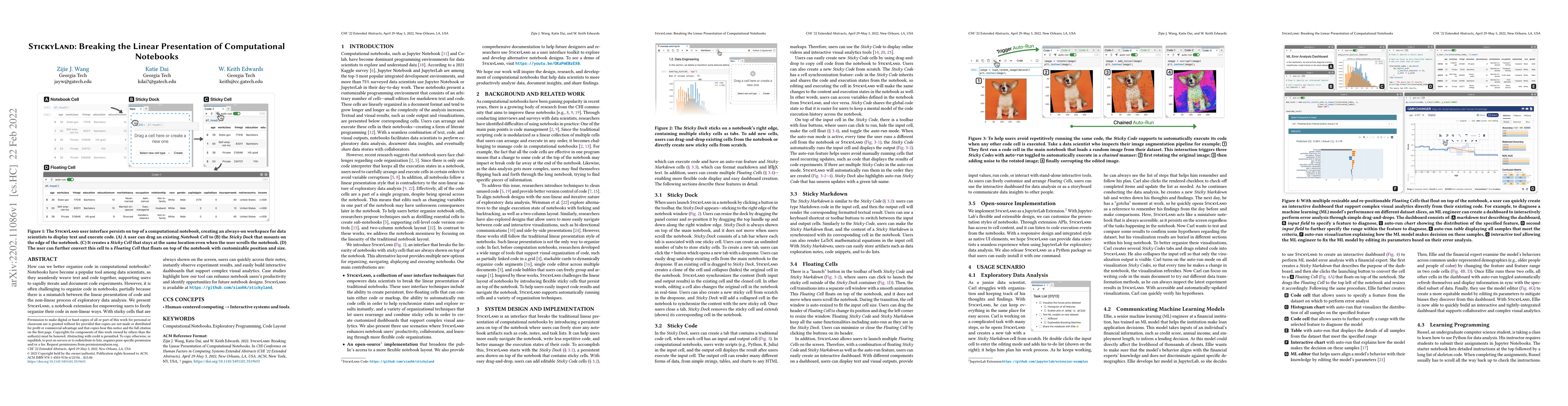 Thumbnail for StickyLand: Breaking the Linear Presentation of Computational Notebooks