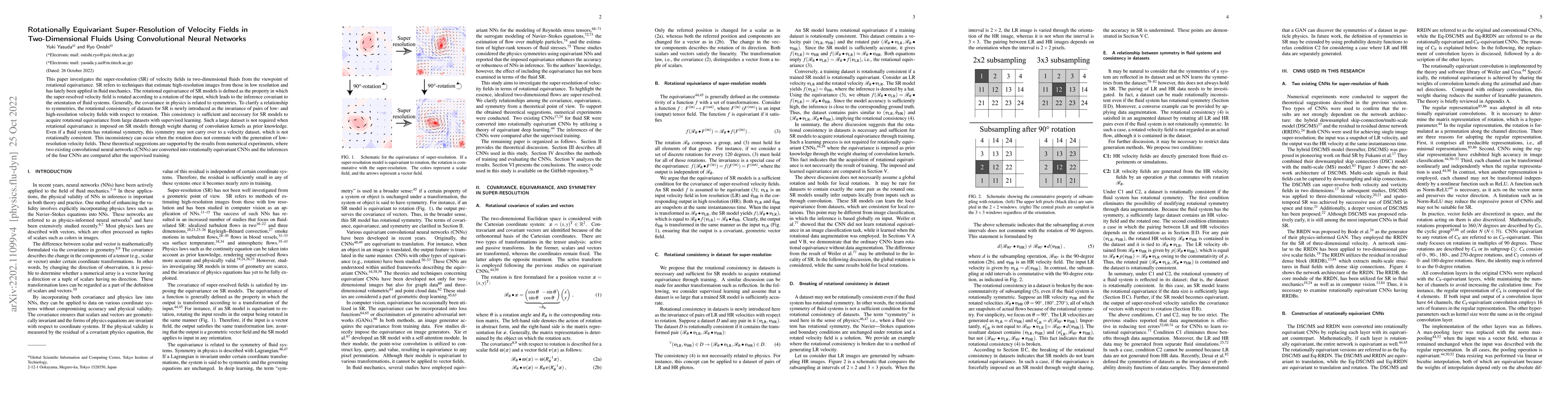 Thumbnail for Rotationally Equivariant Super-Resolution of Velocity Fields in
  Two-Dimensional Fluids Using Convolutional Neural Networks