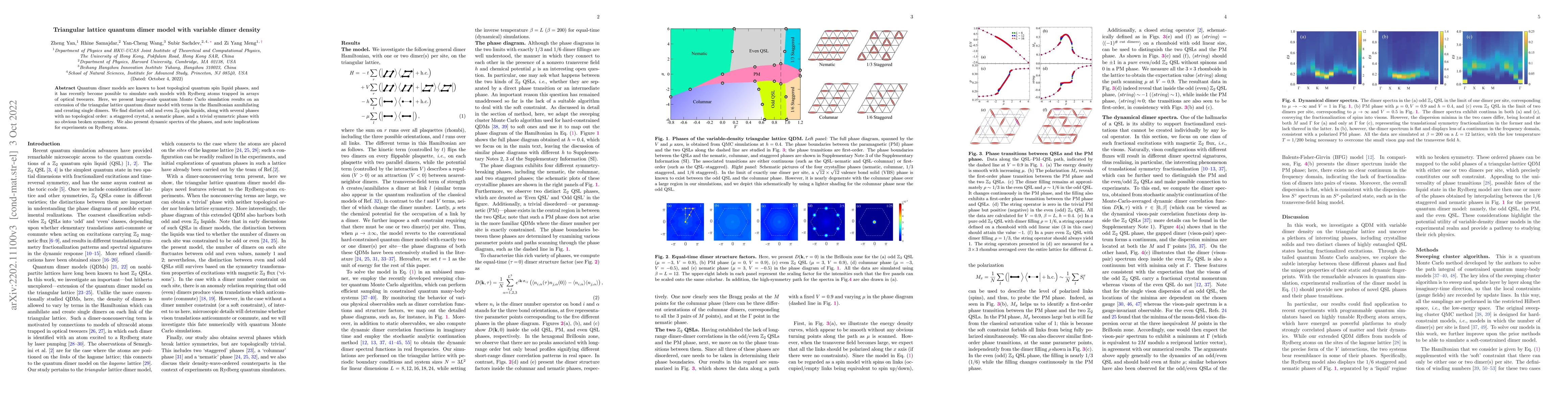 Thumbnail for Triangular lattice quantum dimer model with variable dimer density
