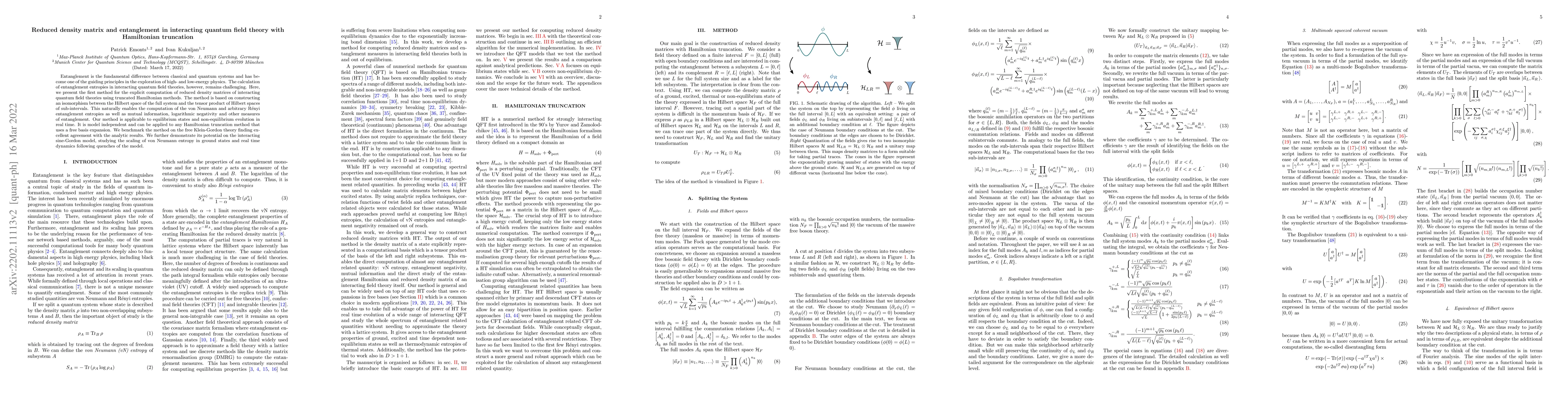 Thumbnail for Reduced density matrix and entanglement in interacting quantum field
  theory with Hamiltonian truncation