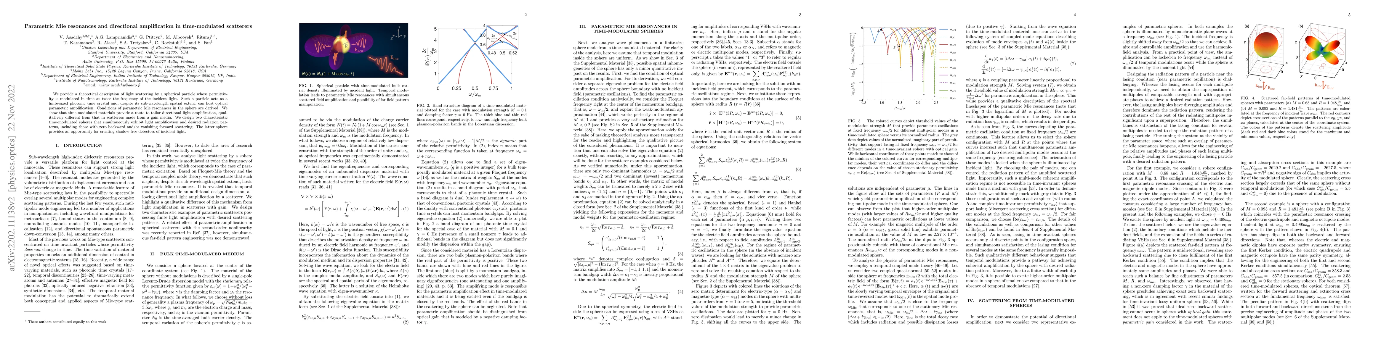 Thumbnail for Parametric Mie resonances and directional amplification in
  time-modulated scatterers