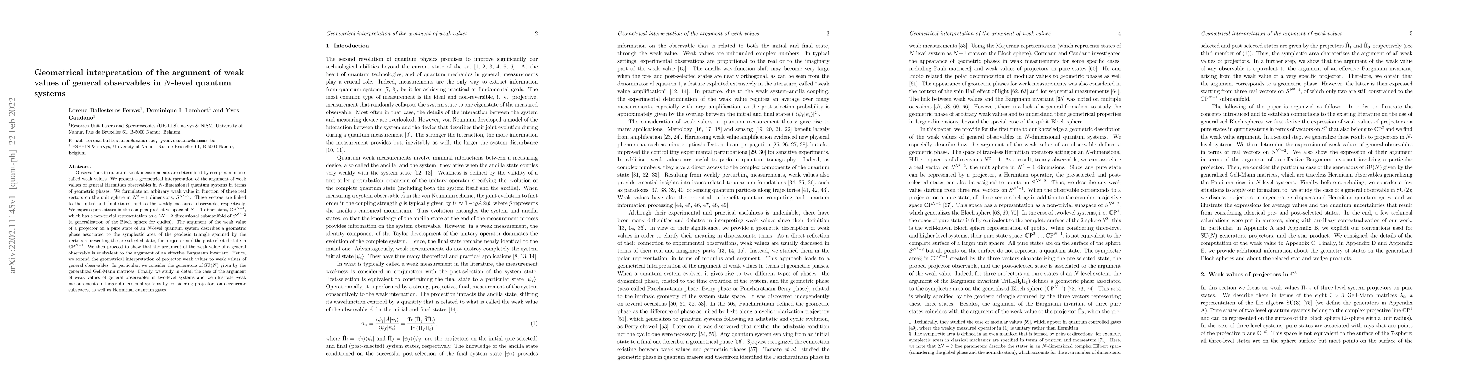 Thumbnail for Geometrical interpretation of the argument of weak values of general
  observables in N-level quantum systems