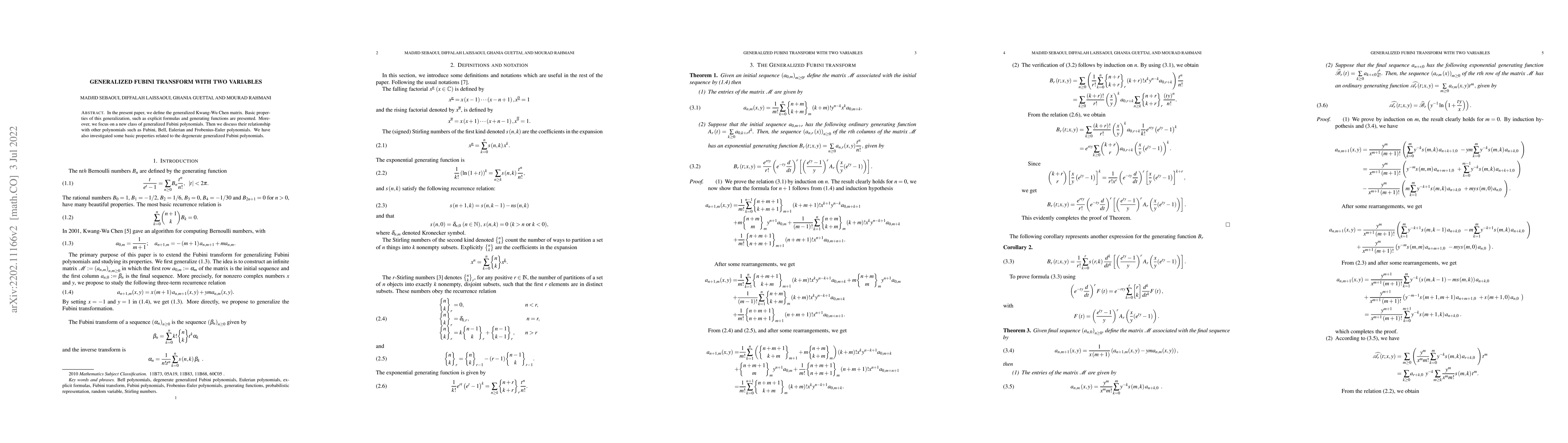 Thumbnail for Generalized Fubini transform with two variables