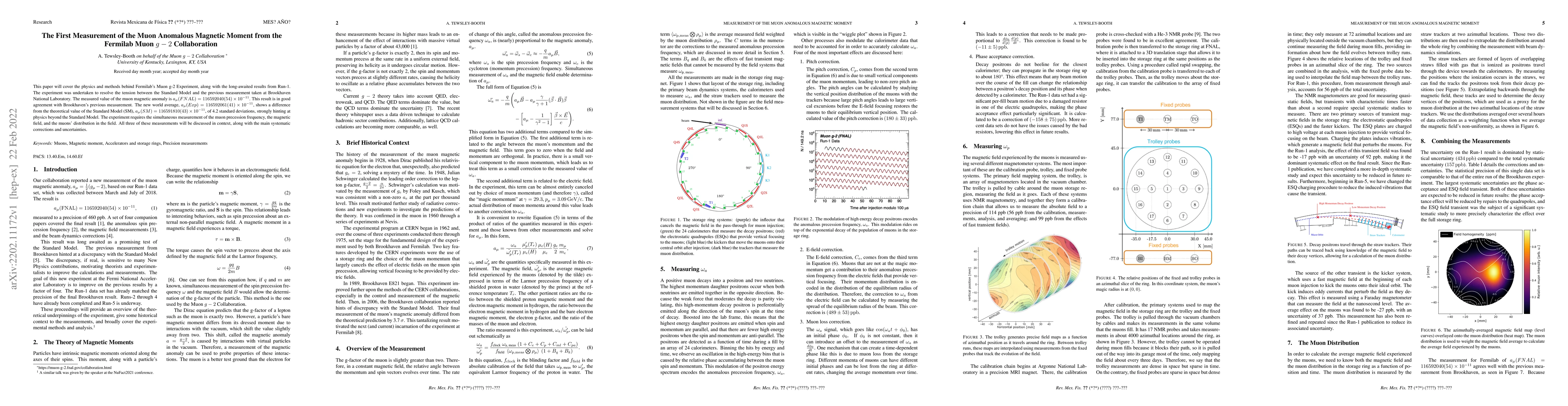 Thumbnail for The First Measurement of the Muon Anomalous Magnetic Moment from the
  Fermilab Muon $g-2$ Collaboration