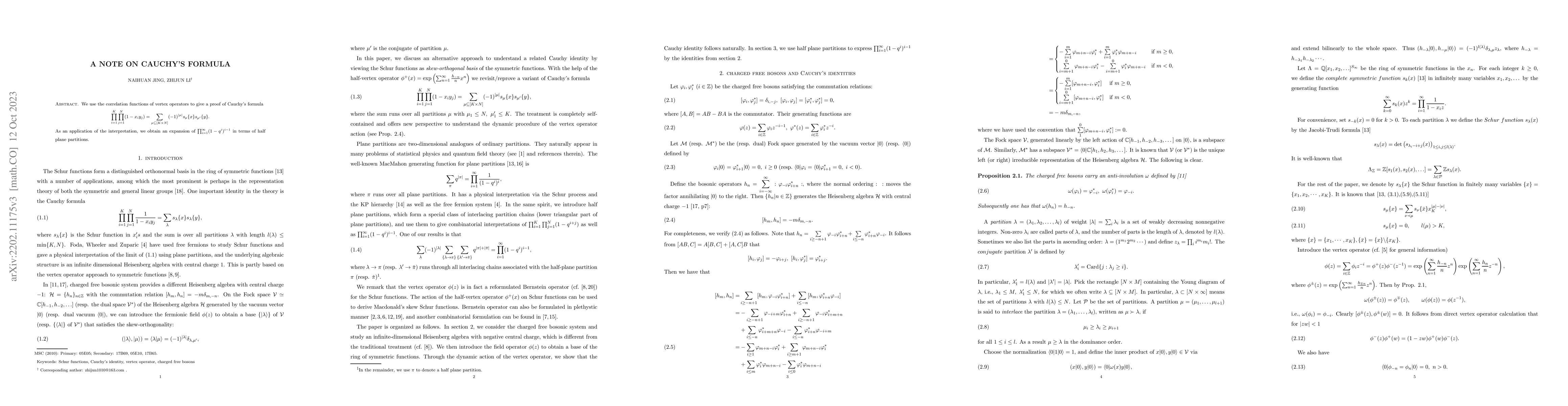 Thumbnail for A note on Cauchy's formula