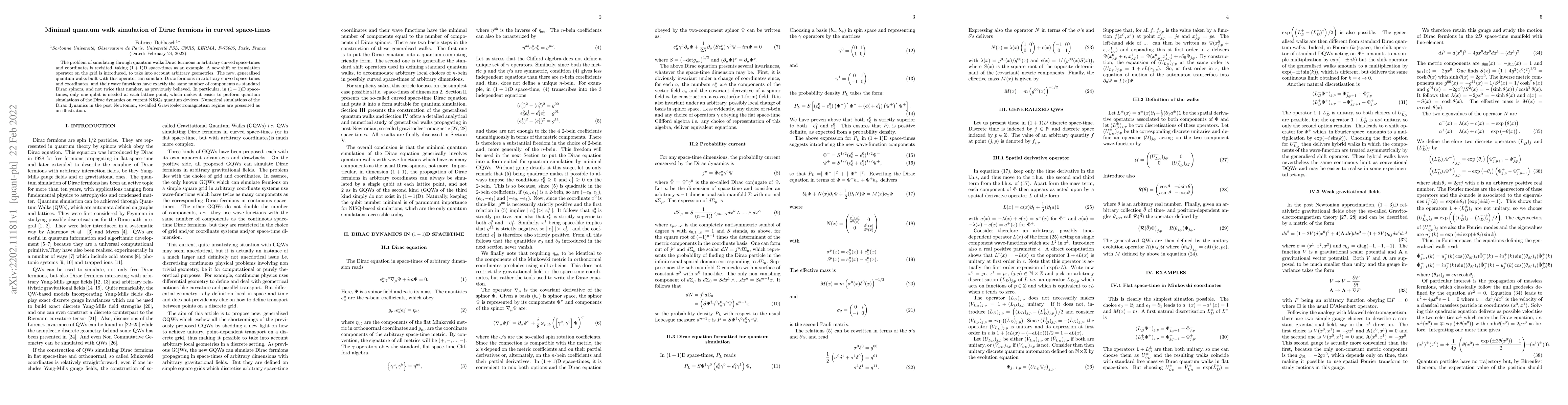 Thumbnail for Minimal quantum walk simulation of Dirac fermions in curved space-times
