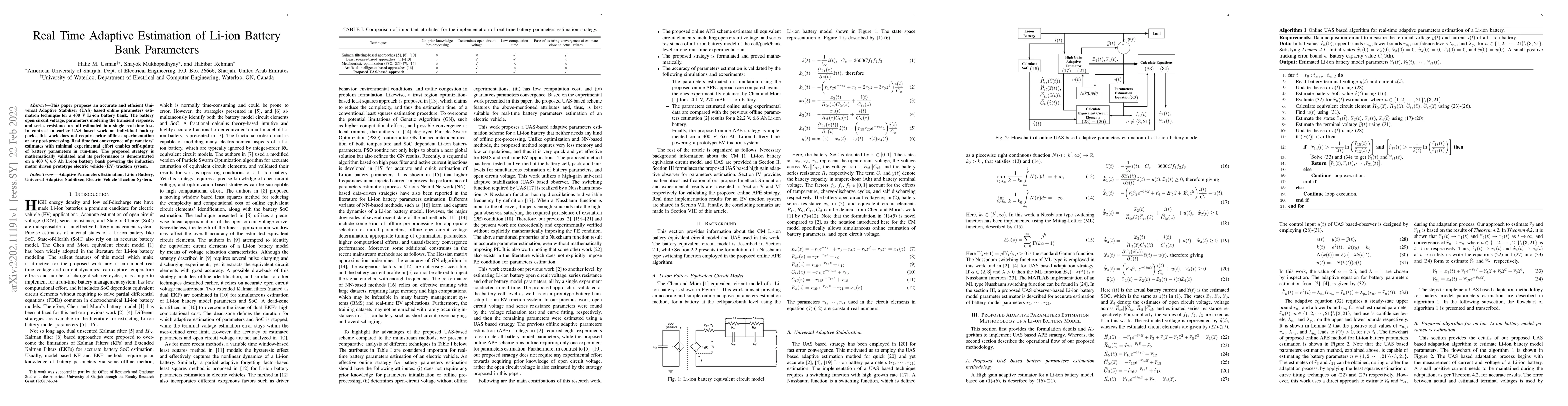 Thumbnail for Real Time Adaptive Estimation of Li-ion Battery Bank Parameters