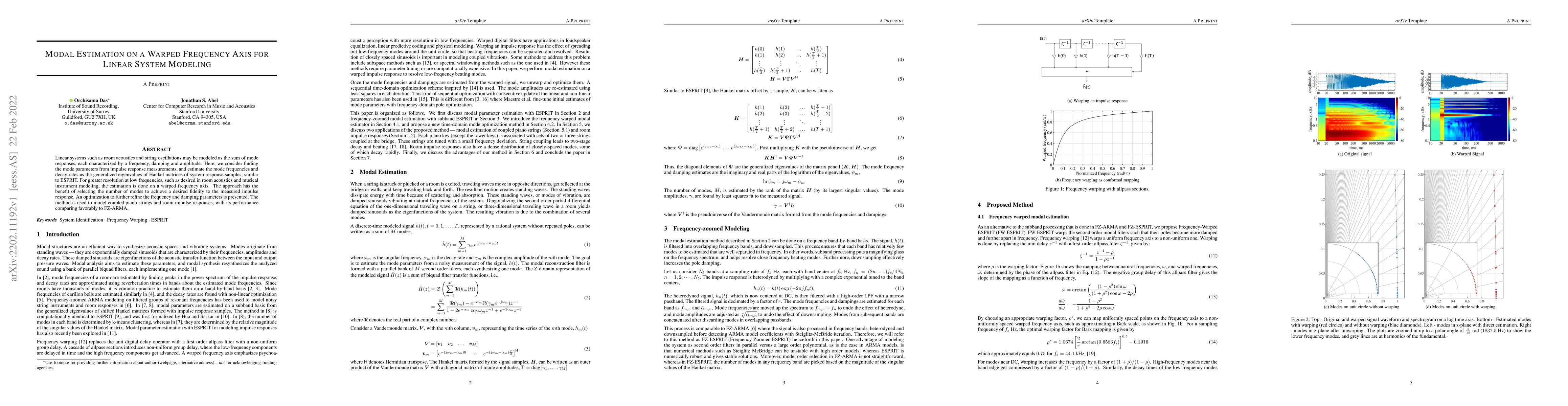 Thumbnail for Modal Estimation on a Warped Frequency Axis for Linear System Modeling