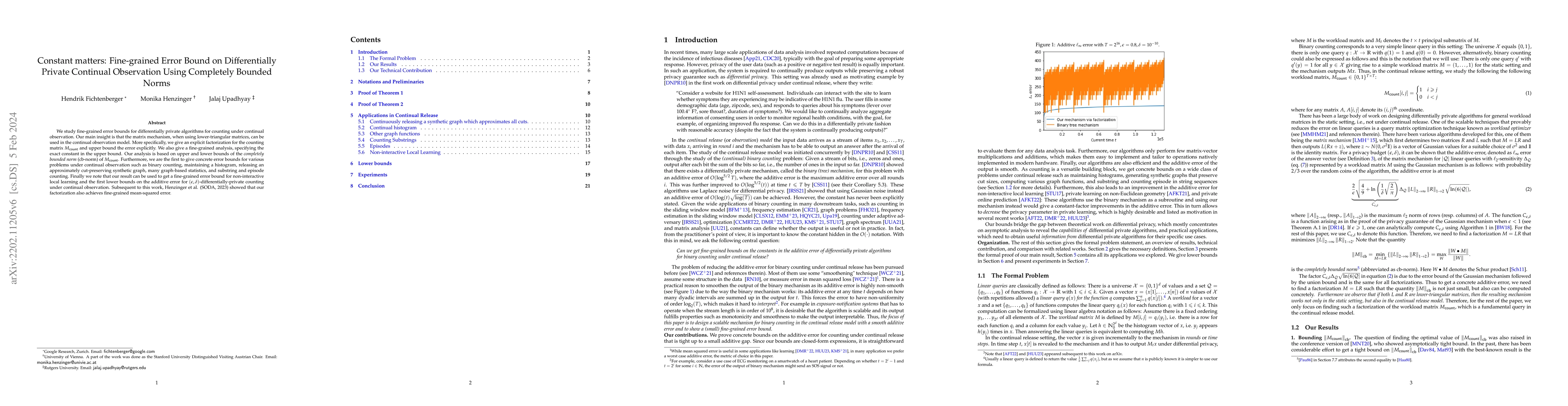 Thumbnail for Constant matters: Fine-grained Complexity of Differentially Private
  Continual Observation