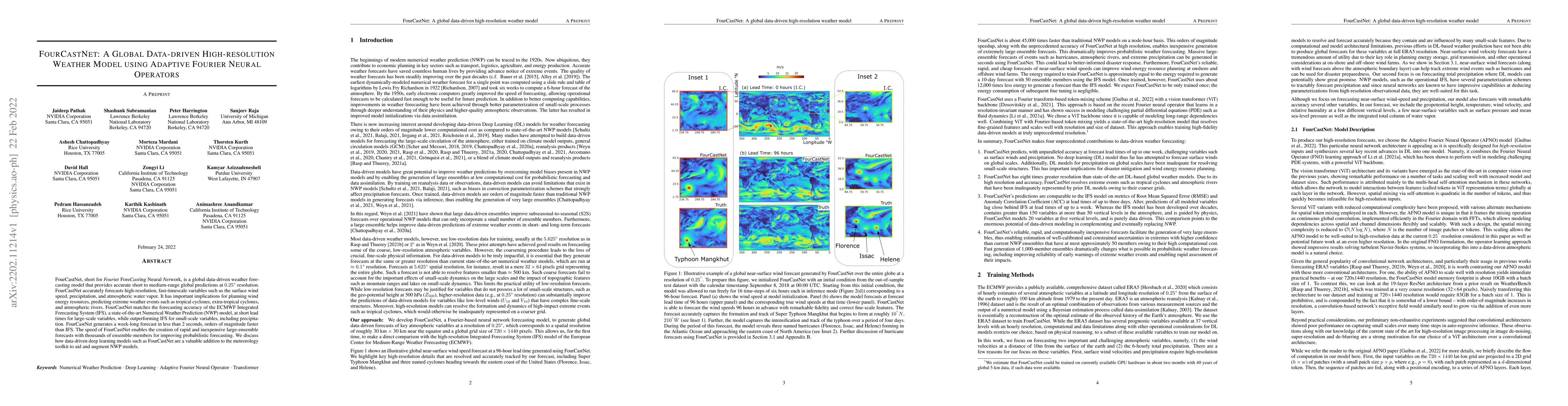 Thumbnail for FourCastNet: A Global Data-driven High-resolution Weather Model using
  Adaptive Fourier Neural Operators