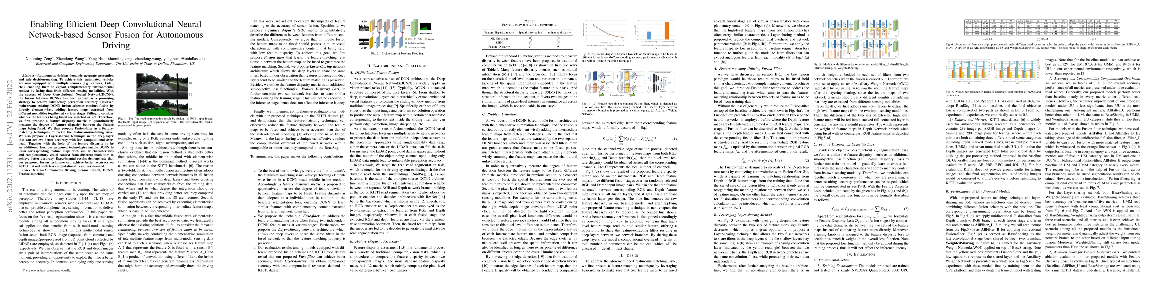 Thumbnail for Enabling Efficient Deep Convolutional Neural Network-based Sensor Fusion
  for Autonomous Driving