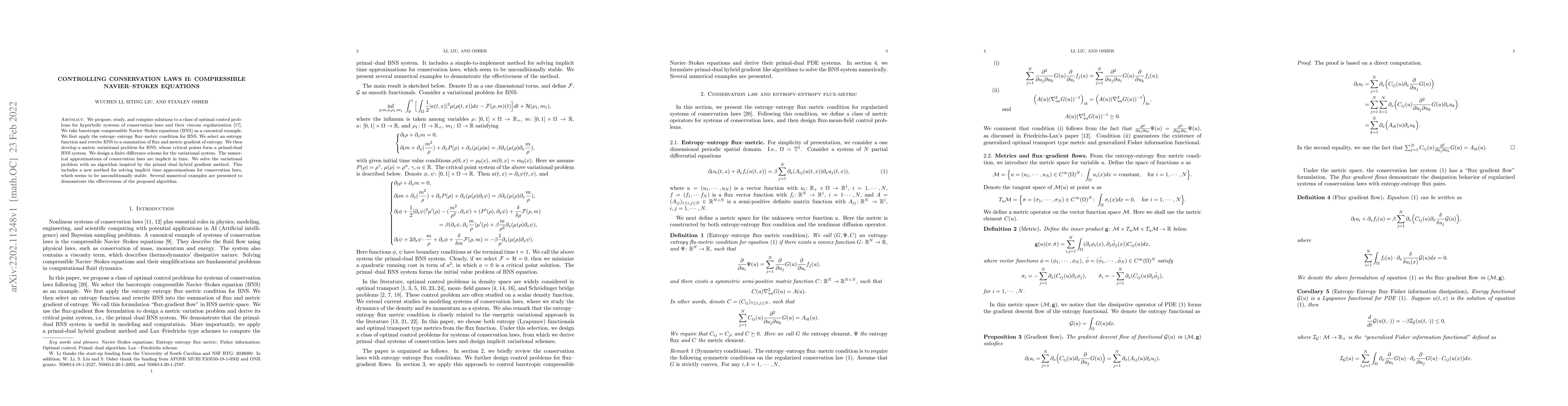 Thumbnail for Controlling conservation laws II: compressible Navier-Stokes equations