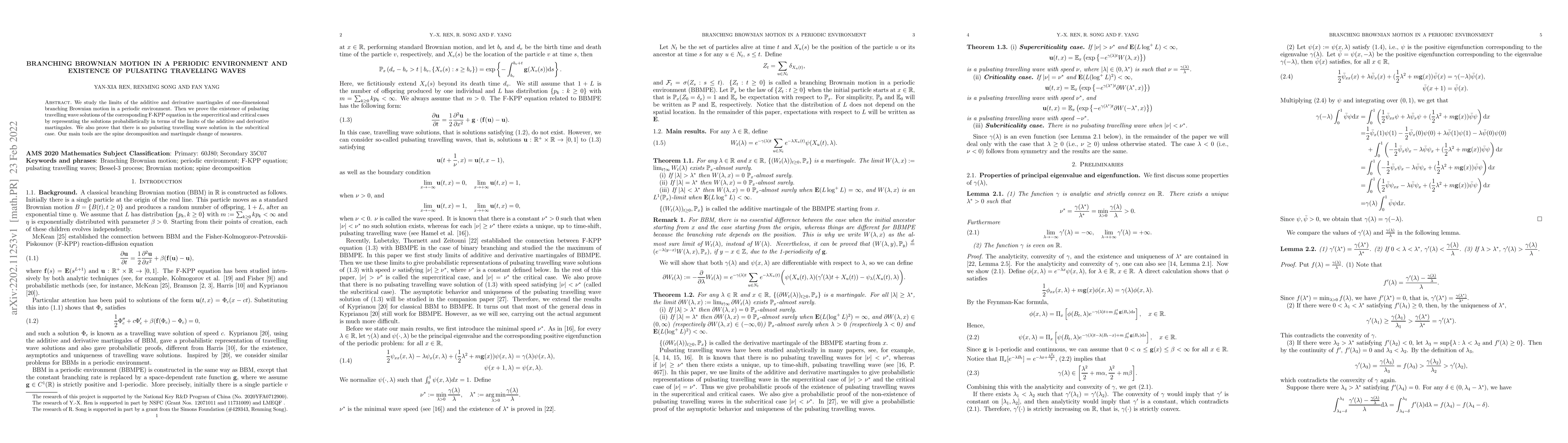 Thumbnail for Branching Brownian motion in a periodic environment and existence of
  pulsating travelling waves