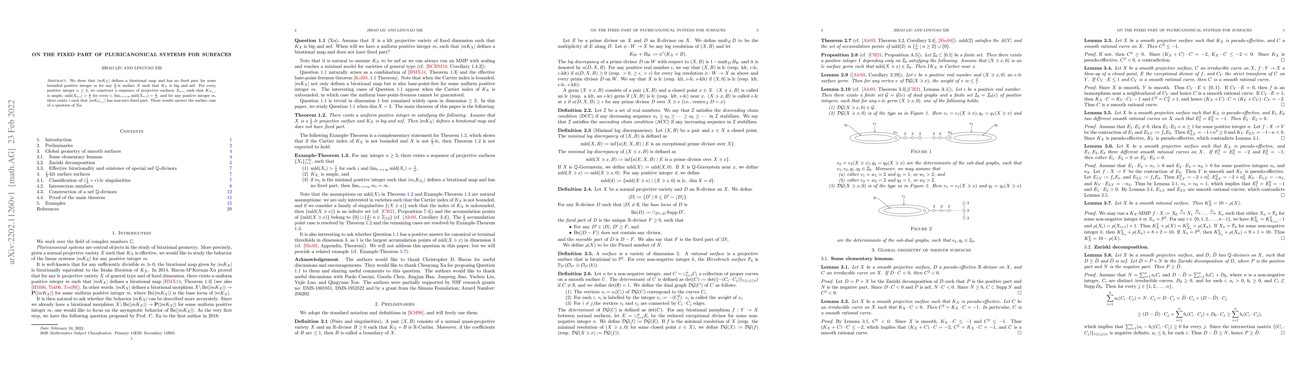 Thumbnail for On the fixed part of pluricanonical systems for surfaces
