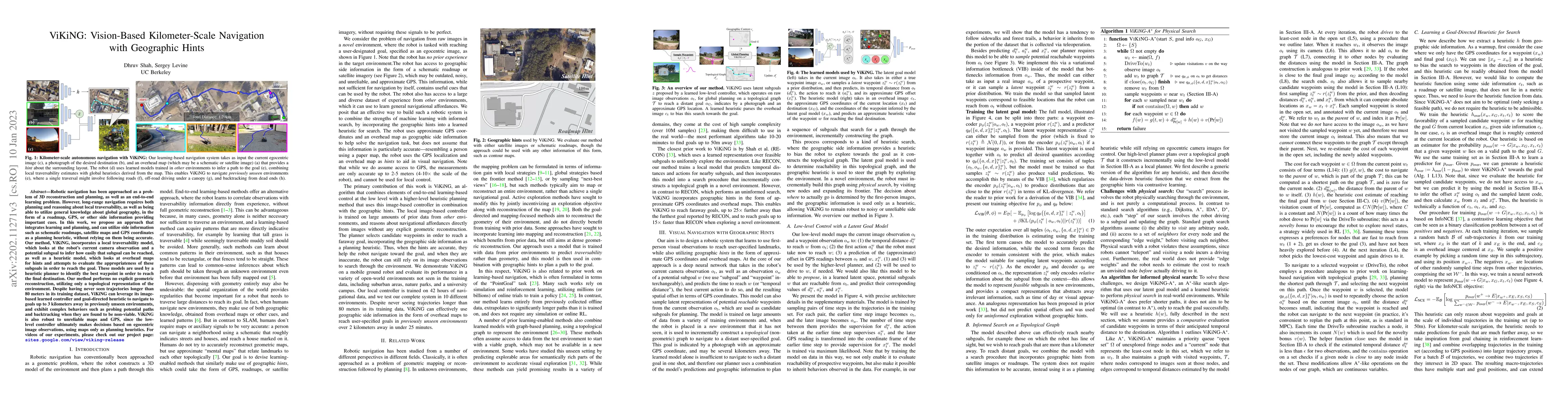 Thumbnail for ViKiNG: Vision-Based Kilometer-Scale Navigation with Geographic Hints