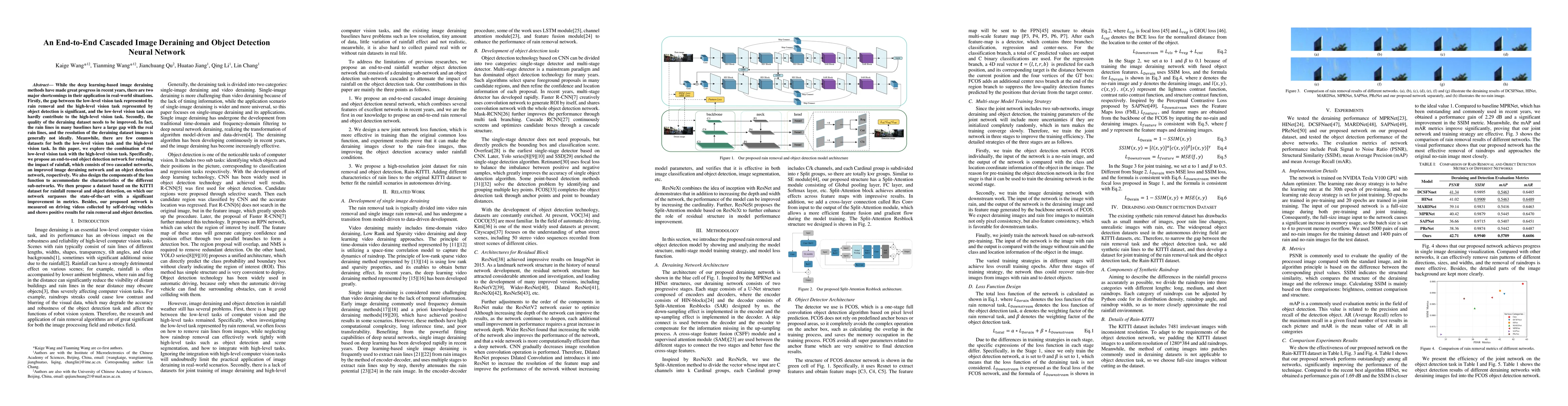Thumbnail for An End-to-End Cascaded Image Deraining and Object Detection Neural
  Network