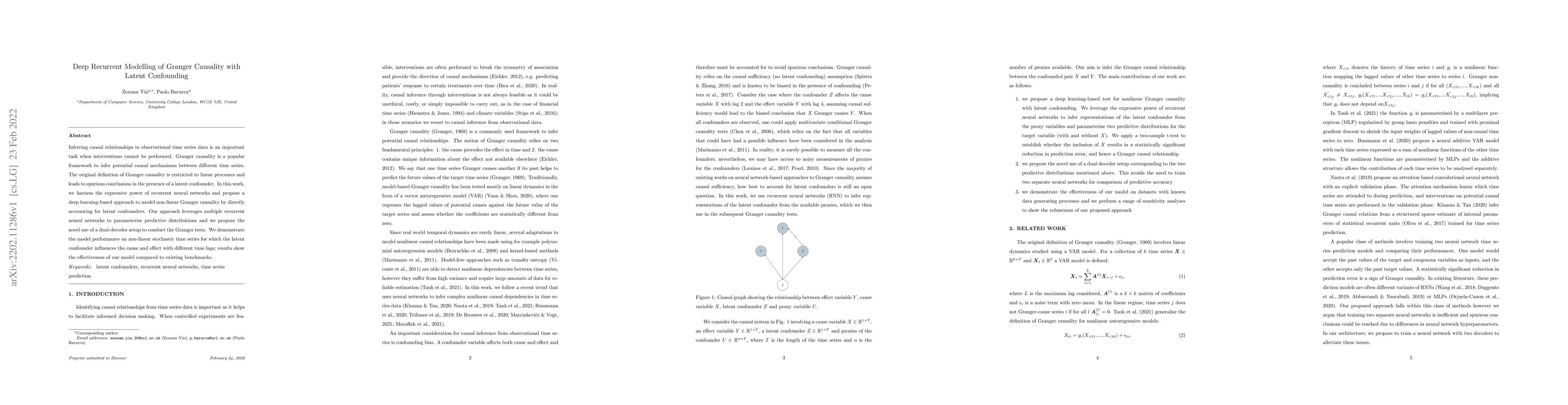 Thumbnail for Deep Recurrent Modelling of Granger Causality with Latent Confounding