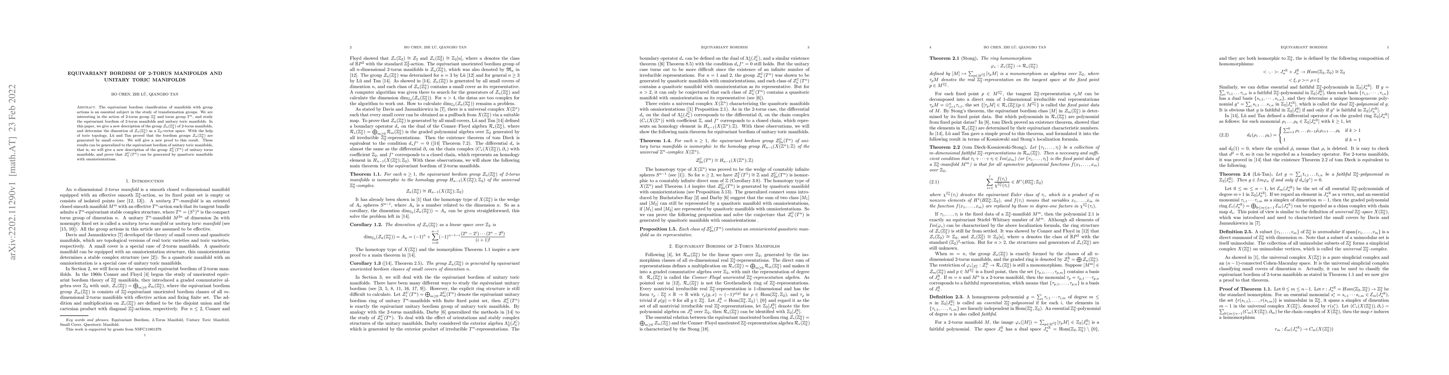 Thumbnail for Equivariant Bordism of 2-Torus Manifolds and Unitary Toric Manifolds