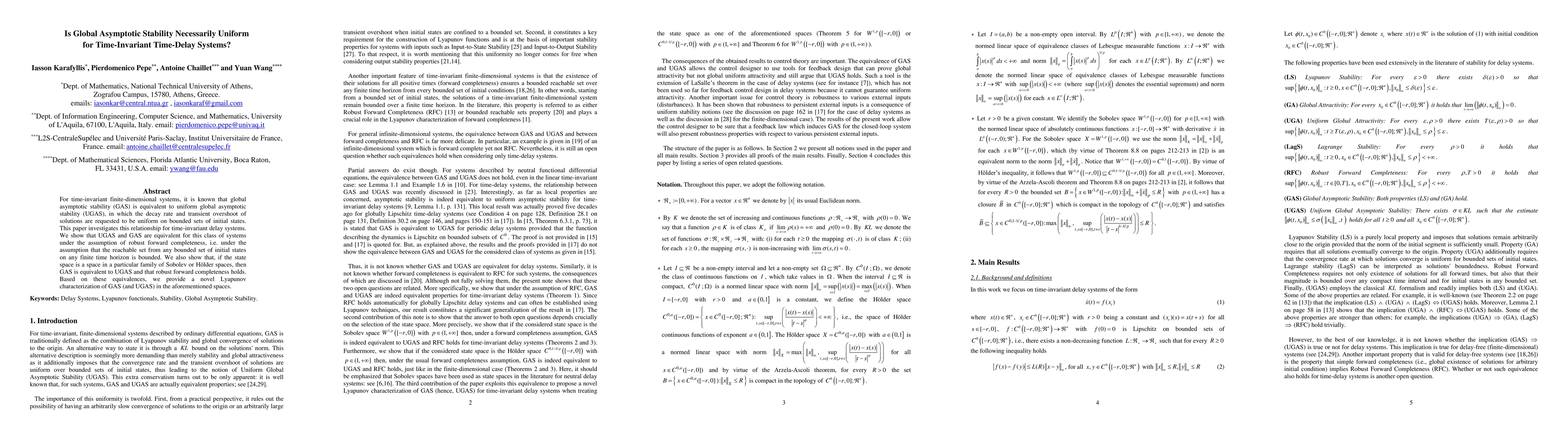 Thumbnail for Is Global Asymptotic Stability Necessarily Uniform for Time-Delay
  Systems?