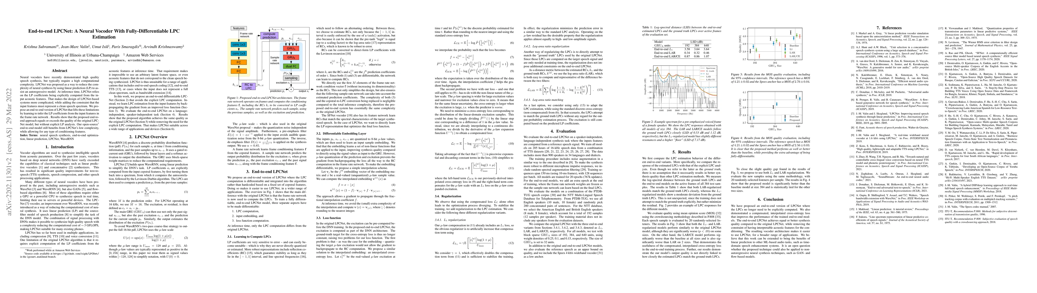 Thumbnail for End-to-end LPCNet: A Neural Vocoder With Fully-Differentiable LPC
  Estimation