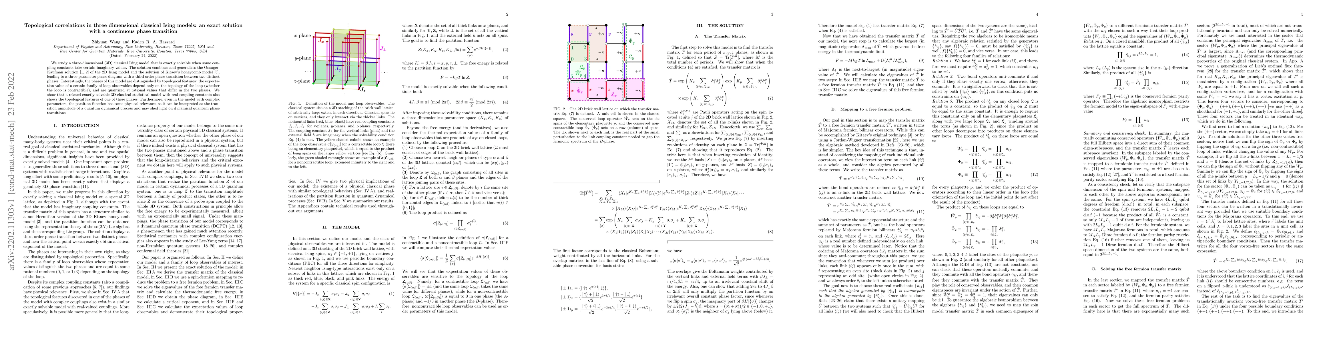 Thumbnail for Topological correlations in three dimensional classical Ising models: an
  exact solution with a continuous phase transition