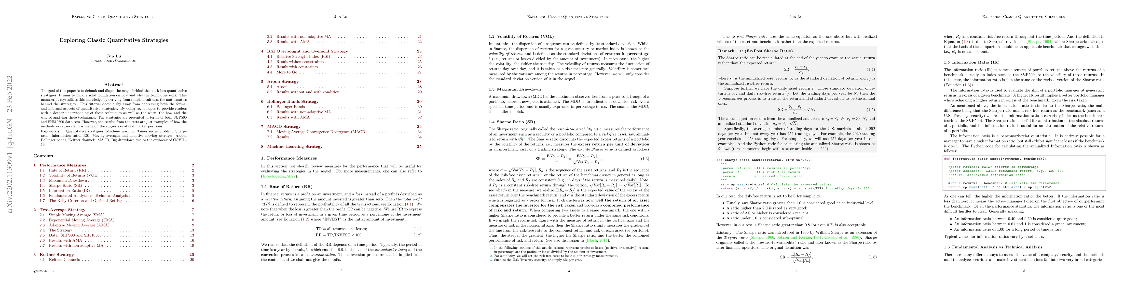 Thumbnail for Exploring Classic Quantitative Strategies