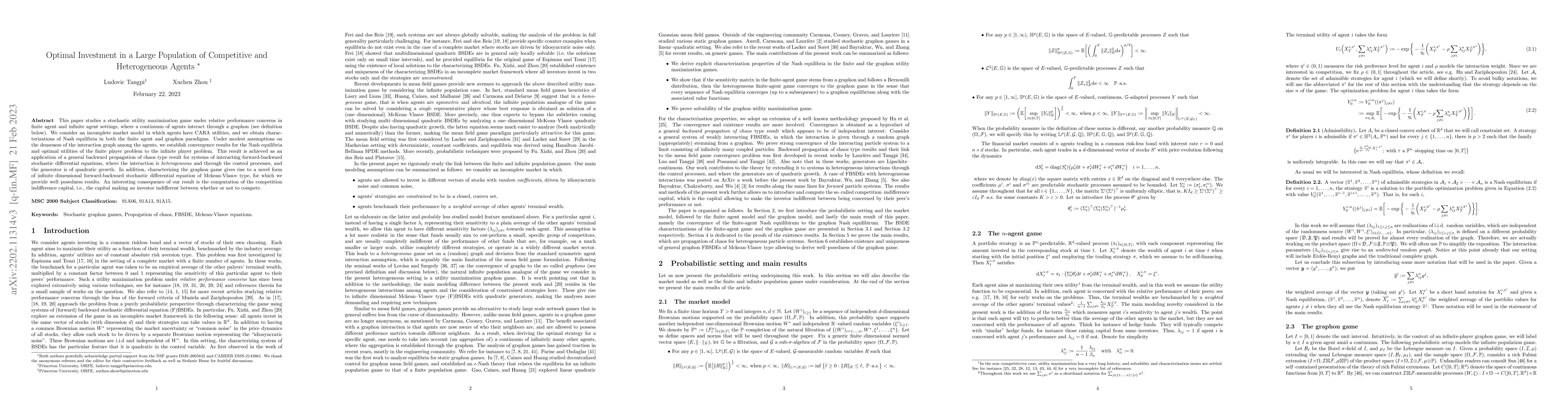 Thumbnail for Optimal Investment in a Large Population of Competitive and
  Heterogeneous Agents