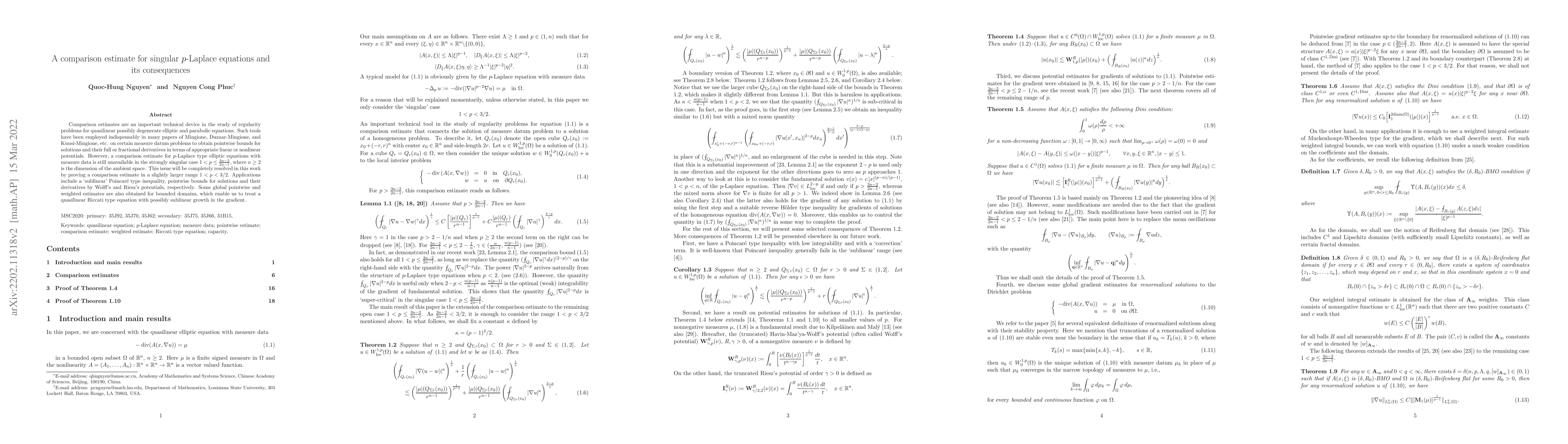 Thumbnail for A comparison estimate for singular $p$-Laplace equations and its
  consequences