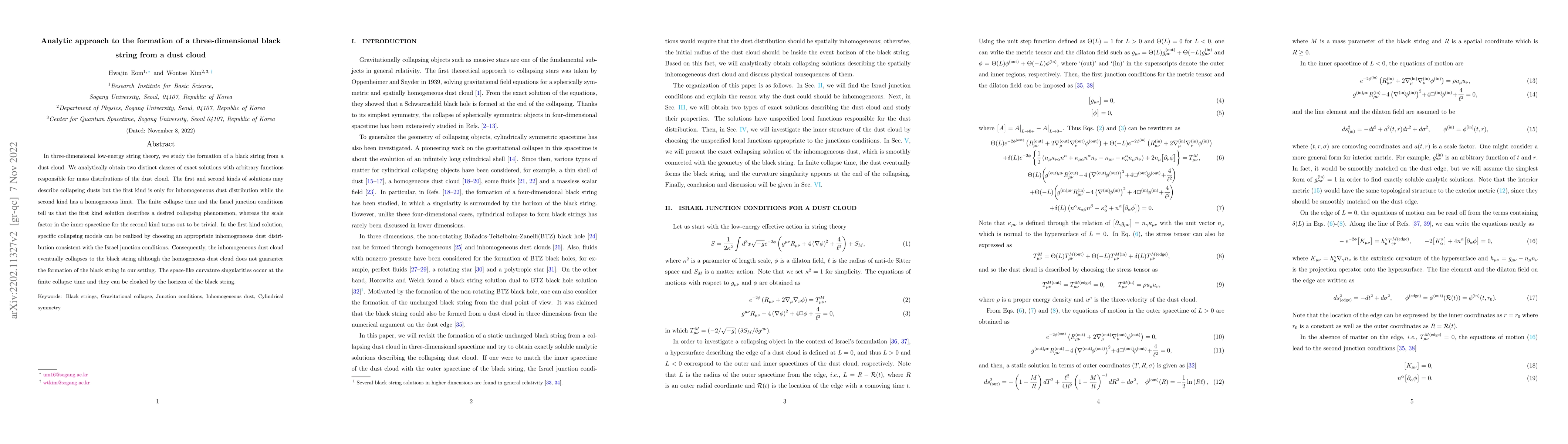 Thumbnail for Analytic approach to the formation of a three-dimensional black string
  from a dust cloud