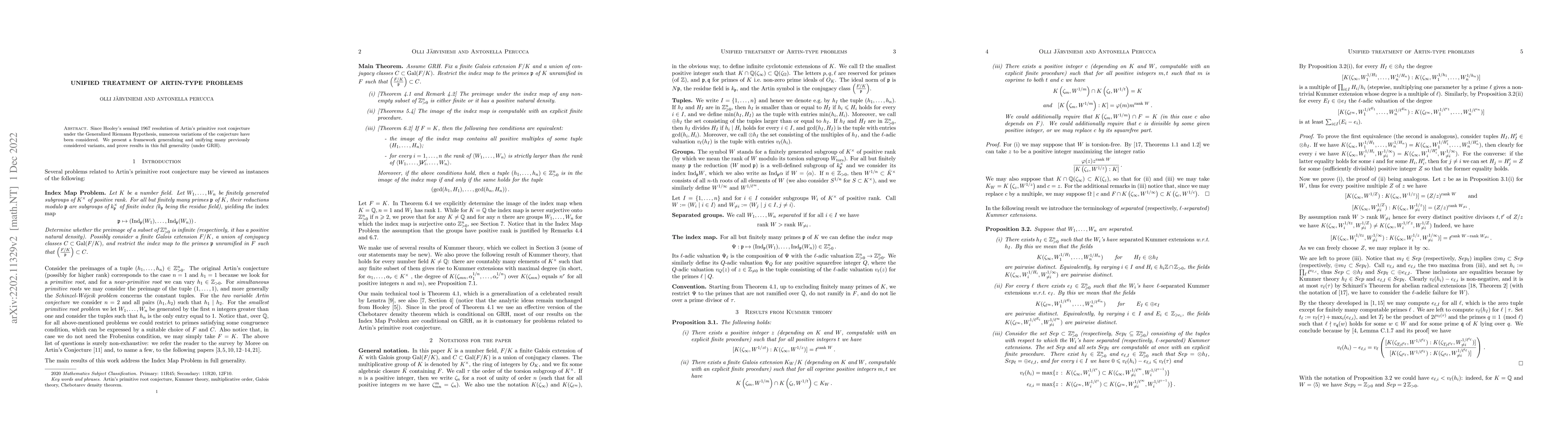 Thumbnail for Unified treatment of Artin-type problems