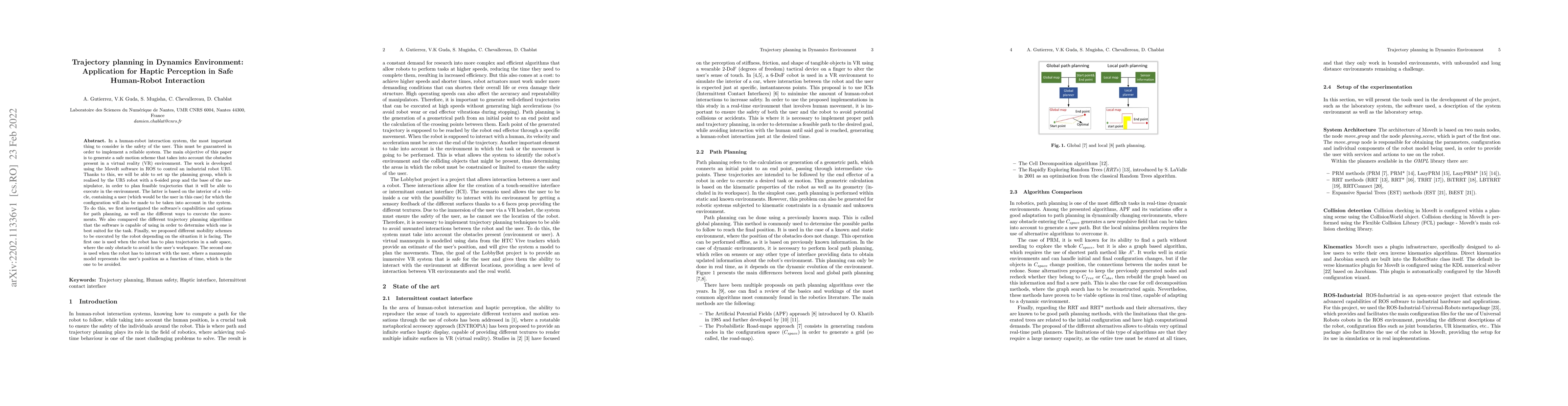 Thumbnail for Trajectory planning in Dynamics Environment : Application for Haptic
  Perception in Safe HumanRobot Interaction