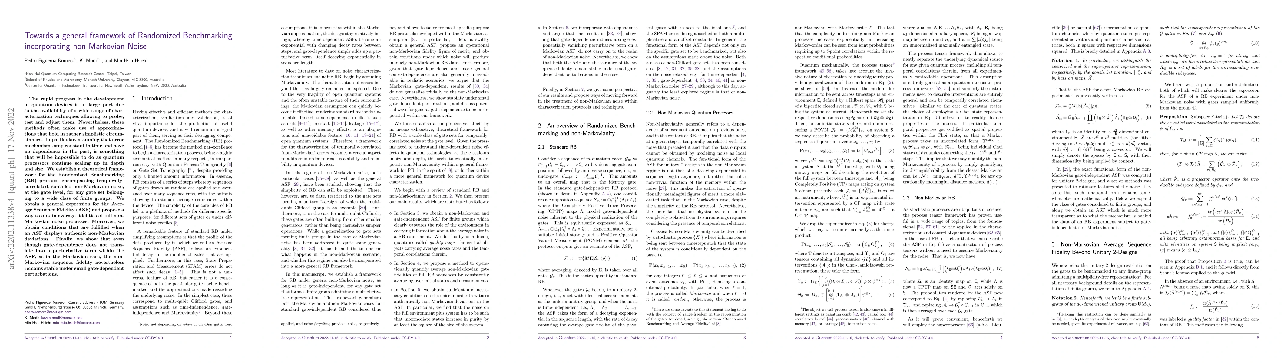Thumbnail for Towards a general framework of Randomized Benchmarking incorporating
  non-Markovian Noise