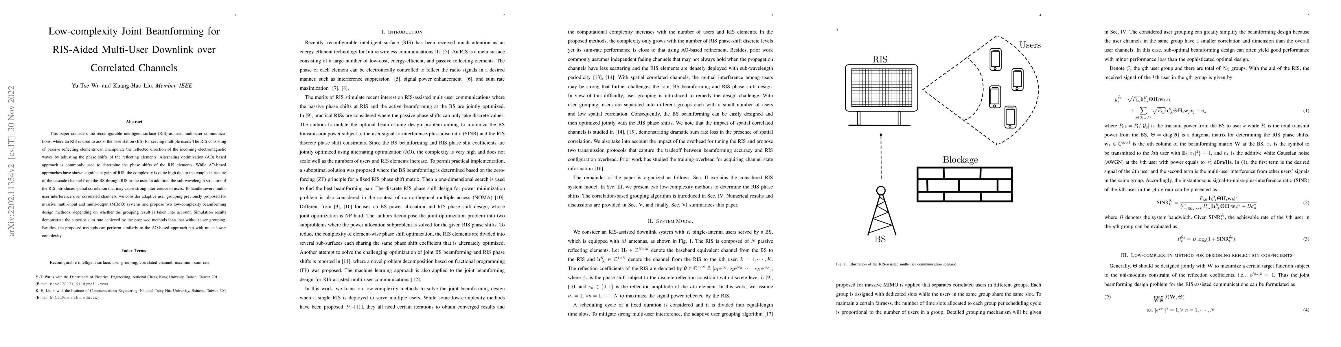 Thumbnail for Low-complexity Joint Beamforming for RIS-Aided Multi-User Downlink over
  Correlated Channels